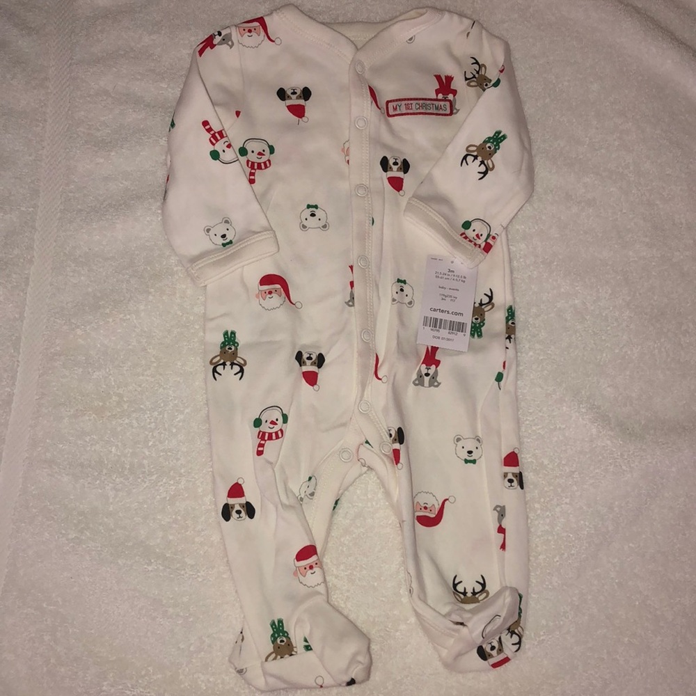 Carters “My first Christmas” Pajama footie 3 mos